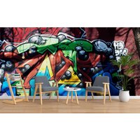 3D-Tapete Mit Abstrakten Graffiti-Buchstaben, Abnehmbare Tapete Zum Abziehen Und Aufkleben, Wanddeko Für Spielzimmer, R von JessHomeDecor