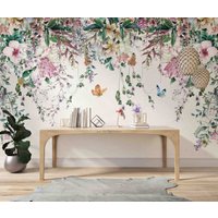 3D-Tapete Mit Aquarell-Blumen - Und Schmetterlingsmuster, Abnehmbare Tapete Zum Abziehen Aufkleben, Wanddekoration Für Spielzimmer, 832 von JessHomeDecor