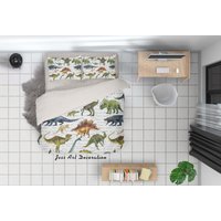 3D-Dinosaurier-Muster-Bettwäsche-Set, Bettbezug, Steppdecke, Kissenbezüge, Personalisierte Bettwäsche, Queen, King, Full, Double 3 Stk. 18 von JessHomeDecor