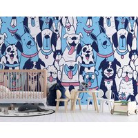 3D-Hunde-Nahtlose Tapete - Kinderzimmer-Tapete, Abnehmbare Wandgemälde Zum Abziehen Und Aufkleben, Spielzimmer-Tapete, Wanddekoration 803 von JessHomeDecor