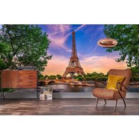3D-Tapete Mit Eiffelturm Und Seine-Fluss-Landschaft, Abnehmbare Tapete Zum Abziehen Aufkleben, Wanddeko Für Spielzimmer, R von JessHomeDecor