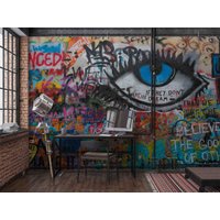 3D-Graffiti-Augenbuchstaben-Tapete, Abnehmbare Tapete, Abziehen Und Aufkleben, Wanddeko Für Spielzimmer, R von JessHomeDecor