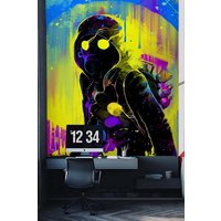 3D-Graffiti-Commando-Gasmasken-Tapete, Abnehmbare Tapete, Abziehen Und Aufkleben, Wanddeko Für Spielzimmer, R von JessHomeDecor