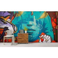 3D-Graffiti-Tapete Mit Kleidung, Hand, Mund Und Nase, Abnehmbare Tapete, Abziehen Aufkleben, Wanddeko Für Spielzimmer, R von JessHomeDecor