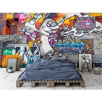 3D-Graffiti-Monster-Gebäude-Buchstaben-Tapete, Abnehmbare Tapete, Abziehen Und Aufkleben, Wanddeko Für Spielzimmer, R von JessHomeDecor