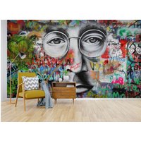 3D-Graffiti-Prag-John-Lennon-Buchstaben-Tapete, Abnehmbare Tapete, Abziehen Und Aufkleben, Wandbild, Spielzimmer-Tapete, Wanddeko, R von JessHomeDecor