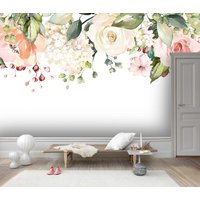 3D-Tapete Mit Handgezeichneten Blumen, Rosen Und Hortensien, Abnehmbare Tapete Zum Abziehen Aufkleben, Wanddeko Für Spielzimmer, R von JessHomeDecor