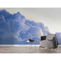 3D Himmel Wolke Blau Abstrakte Tapete Abnehmbare - Wandgemälde Zum Abziehen Und Aufkleben, Spielzimmer-Tapete, Wanddeko, R von JessHomeDecor