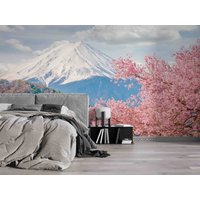 3D Japan Mount Fuji Sakura Landschaftstapete, Abnehmbare Tapete, Abziehen Und Aufkleben, Wandbild, Spielzimmer-Tapete, Wanddeko, R von JessHomeDecor