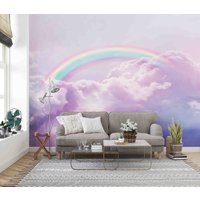 3D Lila Wolken Regenbogen Tapete-Kinderzimmer-Tapete, Abnehmbare Tapete, Abziehen Und Aufkleben, Wandgemälde, Spielzimmer-Tapete, Wanddekoration 272 von JessHomeDecor