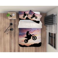 3D-Motorrad-Show-Bettwäsche-Set, Bettbezug, Steppdecke, Kissenbezüge, Personalisierte Bettwäsche, Queen, King, Full, Double 3 Stk. 10 von JessHomeDecor