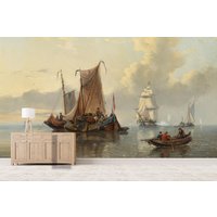 3D-Ölgemälde Meer Leinwand Boot Seemann Landschaft Tapete Abnehmbare - Abziehen Und Aufkleben Wandbild, Spielzimmer Wanddeko, R von JessHomeDecor