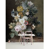 3D-Ölgemälde, Florale Pfingstrose, Mohn, Hortensie, Retro-Tapete, Abnehmbare Tapete, Abziehen Und Aufkleben, Wandbild, Spielzimmer-Tapete von JessHomeDecor