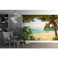 3D Ozean Palm Berg Tapete-Kinderzimmer Tapete Abnehmbare Tapete-Peel Und Stick Wandbild, Spielzimmer Wand-Dekor 142 von JessHomeDecor