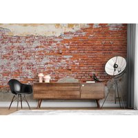 3D-Tapete „Shabby Red Brick" - Kinderzimmer-Tapete, Abnehmbare Tapete, Abziehen Und Aufkleben, Wandgemälde Für Spielzimmer, Wanddekoration 224 von JessHomeDecor