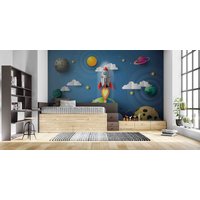 3D-Tapete, Weltraum, Planet, Rakete, Kinderzimmer, Abnehmbare Tapete, Abziehen Und Aufkleben, Wandgemälde Für Spielzimmer, Wanddekoration 660 von JessHomeDecor