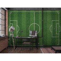 3D-Tapete „Sport, Fußballplatz, Rasen, Grün", Abnehmbare Tapete Zum Abziehen Und Aufkleben, Wanddeko Für Spielzimmer, R von JessHomeDecor