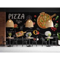 3D Tafel-Pizza-Tapete - Kinderzimmer-Tapete, Abnehmbare Tapete Wandgemälde Zum Abziehen Und Aufkleben, Spielzimmer-Tapete, Wanddekoration 344 von JessHomeDecor