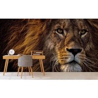 3D-Tapete Mit Braunem Tier-Löwe-Motiv, Abnehmbare Tapete Zum Abziehen Und Aufkleben, Wanddeko Für Spielzimmer, R von JessHomeDecor