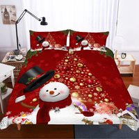 3D-Weihnachts-Schneemann-Bettwäsche-Set, Bettbezug, Steppdecke, Kissenbezüge, Personalisierte Bettwäsche, Königin, König, Voll, Doppelbett, 3 von JessHomeDecor