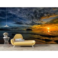 3D-Tapete Mit Wellen, Himmel, Sonnenaufgang, Landschaft, Abnehmbare Tapete, Abziehen Und Aufkleben, Wanddeko Für Spielzimmer, R von JessHomeDecor