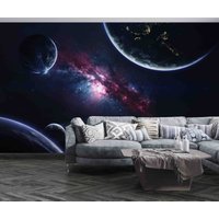 3D-Weltraum-Planet-Aurora-Borealis-Tapete, Abnehmbare Tapete, Abziehen Und Aufkleben, Wandbild, Spielzimmer-Tapete, Wanddeko, R von JessHomeDecor