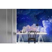 3D-Weltraumsterne, Meteorwolke, Blaue Tapete, Abnehmbare Abziehen Und Aufkleben, Wandgemälde Für Spielzimmer, Wanddeko, R von JessHomeDecor