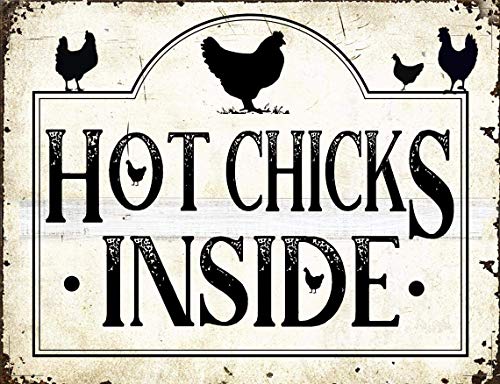 Jessgirl Chicken Signs For Coop Outdoor Hot Chicks Inside Schild For Chicken Stall Funny Chicken Stall Horizontal Schild Aluminum Hen House Sign For Outdoor Indoor 20,3 x 30,5 cm von Jessgirl