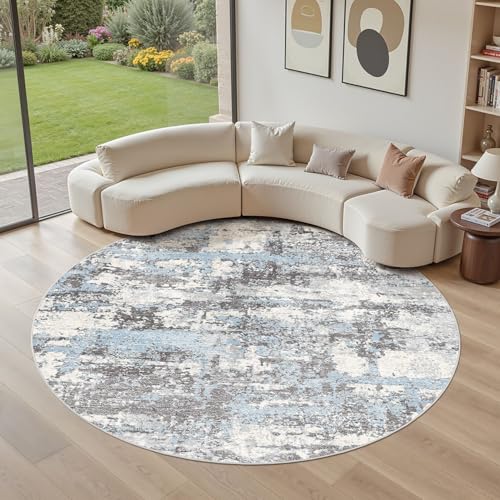 2,4 m runder Teppich für Wohnzimmer: 2,4 x 20,3 cm, abstrakter waschbarer Teppich, modern, groß, weich, schmutzabweisend, rutschfeste Unterseite, Maschinentisch für Schlafzimmer, Esszimmer 2,4 m runder Teppich für Wohnzimmer: 2,4 x 20,3 cm, abstrakter waschbarer Teppich, modern, groß, weich, schmutzabweisend, rutschfeste Unterseite, Maschinentisch für Schlafzimmer, Esszimmer von Jessibou