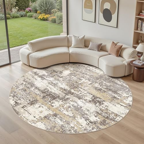 2,4 m runder Teppich für Wohnzimmer: 2,4 x 20,3 cm, abstrakter waschbarer Teppich, modern, groß, weich, schmutzabweisend, rutschfeste Unterseite, Maschinentisch für Schlafzimmer, Esszimmer 2,4 m runder Teppich für Wohnzimmer: 2,4 x 20,3 cm, abstrakter waschbarer Teppich, modern, groß, weich, schmutzabweisend, rutschfeste Unterseite, Maschinentisch für Schlafzimmer, Esszimmer von Jessibou