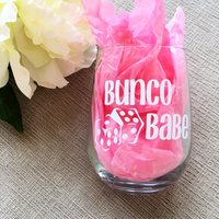 Personalisiertes Bunco Stemless Weinglas Lucky Trinkglas Personalisiertes Bunco Stemless Weinglas Lucky Trinkglas von JessicaJamesDesign
