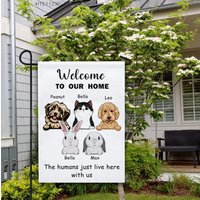 Benutzerdefinierte Hund Katze Kaninchen Porträt Haus Flagge-Menschen Leben Einfach Hier Mit Uns-Personalisierte Garten Flagge-Outdoor Decor-Geschenk von JessicaRCrafts