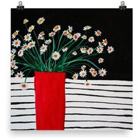 Gänseblümchen in Einer Vase Mit Schwarzen Und Weißen Streifen - Art Poster Print Abstrakt Floral Jessie Unthank Neunziger Jahre Inspiration Acryl von JessieUnthankDesigns