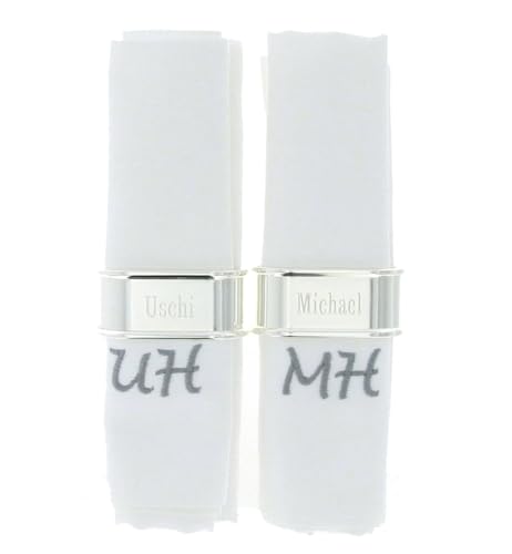 2er Set Serviettenringe mit Namensgravur - Servietten mit gestickten Initialen ideal für die festlich gedeckte Tafel oder als Geschenk 2er Set Serviettenringe mit Namensgravur - Servietten mit gestickten Initialen ideal für die festlich gedeckte Tafel oder als Geschenk von Jessis Geschenkeschmiede
