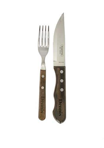 Jessis Geschenkeschmiede Steakmesser, Steakgabel, Steakbesteck Set Jumbo von Tramontina persönliche Gravur mit Namen graviert von Jessis Geschenkeschmiede