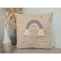 Kissen Mit Makramee-Regenbogen Personalisiert von JessisMAKRAMEEshop
