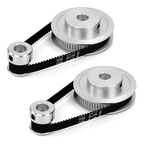 2-teiliges Set GT2 Synchronrad 20 und 60 Zähne, 8 mm Bohrung, Zahnriebenscheibe aus Aluminium mit 2 Stück Länge 200mm Breite 6mm Riemen, Inkl. M4 Schrauben (20-60T-8B-6) von Jesustree