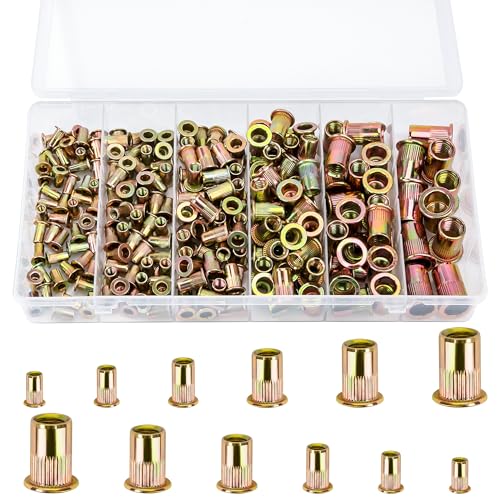 220 Stk Nietmutter Sortiment Set, Flachkopf Gewindenieten M3 M4 M5 M6 M8 M10 Blindnietmuttern aus Verzinktem Kohlenstoffstahl mit Geriffeltem Körper, Einziehmuttern 220 Stk Nietmutter Sortiment Set, Flachkopf Gewindenieten M3 M4 M5 M6 M8 M10 Blindnietmuttern aus Verzinktem Kohlenstoffstahl mit Geriffeltem Körper, Einziehmuttern von Jesustree