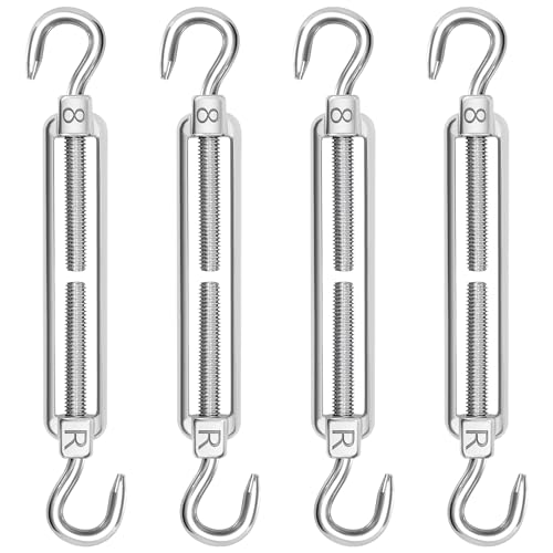 4 Stück Seilspanner Edelstahl, M8 Spannschlösser Drahtspanner, Verstellbare Spannhaken Haken Und Haken, Drahtseil Stahlseil für Sonnensegel, Markisen, Wäscheleiner, Seilsystem 4 Stück Seilspanner Edelstahl, M8 Spannschlösser Drahtspanner, Verstellbare Spannhaken Haken Und Haken, Drahtseil Stahlseil für Sonnensegel, Markisen, Wäscheleiner, Seilsystem von Jesustree
