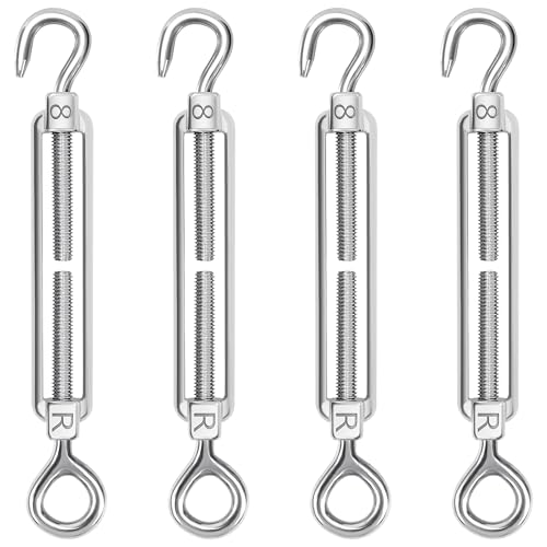 4 Stück Seilspanner Edelstahl, M8 Spannschlösser Drahtspanner, Verstellbare Spannhaken Haken Und Öse, Drahtseil Stahlseil für Sonnensegel, Markisen, Wäscheleiner, Seilsystem 4 Stück Seilspanner Edelstahl, M8 Spannschlösser Drahtspanner, Verstellbare Spannhaken Haken Und Öse, Drahtseil Stahlseil für Sonnensegel, Markisen, Wäscheleiner, Seilsystem von Jesustree