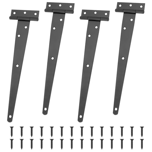 4 Stück T-Scharnier Schwerlast Schwarz, 250 mm T-Scharniere Eisen Verzinkt, T-Förmige Türscharnier Klappbar mit Schrauben, für Schuppentore, Scheunentore, Gartentor, Fenster von Jesustree