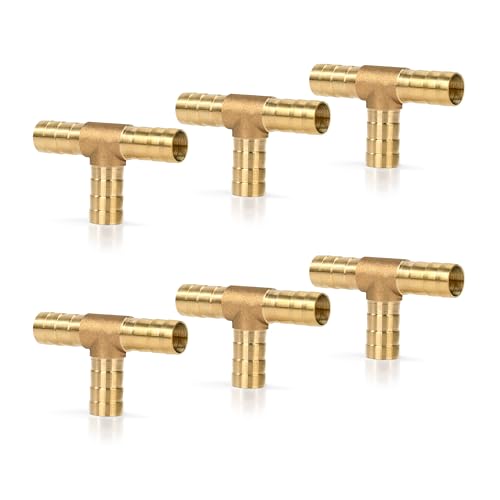 6 STK 10mm Messing Schlauchtülle, 3 Wege Gerade Schlauchverschraubung Kraftstoffleitung Verbinder Schlauchanschluss Gerade Widerhaken Splicer Mender für Wasser Kraftstoff Luft von Jesustree