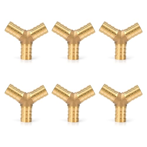 6 STK 14mm Messing Schlauchtülle, 3 Wege Gerade Schlauchverschraubung Kraftstoffleitung Verbinder Schlauchanschluss Gerade Widerhaken Splicer Mender für Wasser Kraftstoff Luft von Jesustree