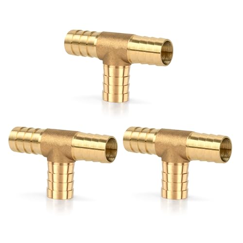 6 STK 16mm Messing Schlauchtülle, 3 Wege Gerade Schlauchverschraubung Kraftstoffleitung Verbinder Schlauchanschluss Gerade Widerhaken Splicer Mender für Wasser Kraftstoff Luft von Jesustree