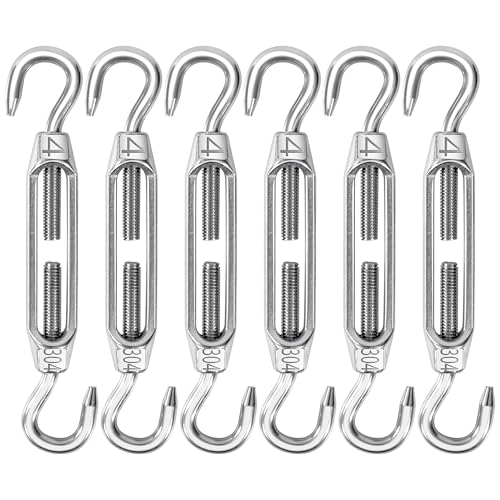6 Stück Spannschloss Edelstahl M4 Draht Spanner, Verstellbare Haken Und Haken Drahtseil Seilspanner Spannschloss Stahlseil, für Sonnensegel, Gartendraht, Zaunspanner, Seilsystem 6 Stück Spannschloss Edelstahl M4 Draht Spanner, Verstellbare Haken Und Haken Drahtseil Seilspanner Spannschloss Stahlseil, für Sonnensegel, Gartendraht, Zaunspanner, Seilsystem von Jesustree