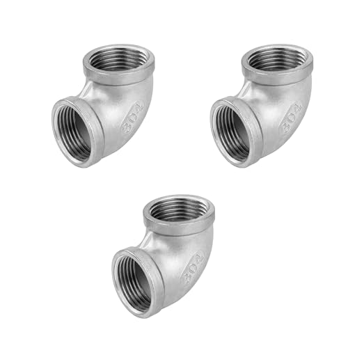 Edelstahl 90 Grad Winkelverbinder, 3 Stück 1/4" IG x 1/4" IG Edelstahl 304 Ellenbogen Verbindungsstück Rohrverschraubung für Wasser, Luft, Sanitär von Jesustree