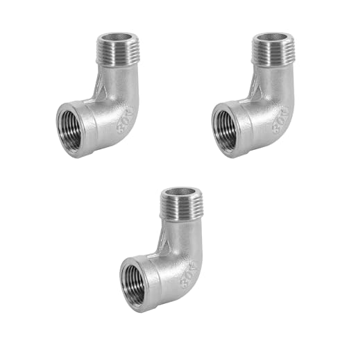 Edelstahl 90 Grad Winkelverbinder, 3 Stück 1/8" AG x 1/8" IG Edelstahl 304 Ellenbogen Verbindungsstück Rohrverschraubung für Wasser, Luft, Sanitär von Jesustree