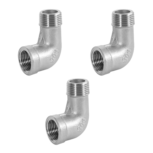 Edelstahl 90 Grad Winkelverbinder, 3 Stück 3/8" AG x 3/8" IG Edelstahl 304 Ellenbogen Verbindungsstück Rohrverschraubung für Wasser, Luft, Sanitär von Jesustree