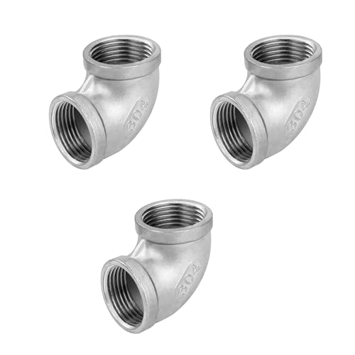 Edelstahl 90 Grad Winkelverbinder, 3 Stück 3/8" IG x 3/8" IG Edelstahl 304 Ellenbogen Verbindungsstück Rohrverschraubung für Wasser, Luft, Sanitär von Jesustree