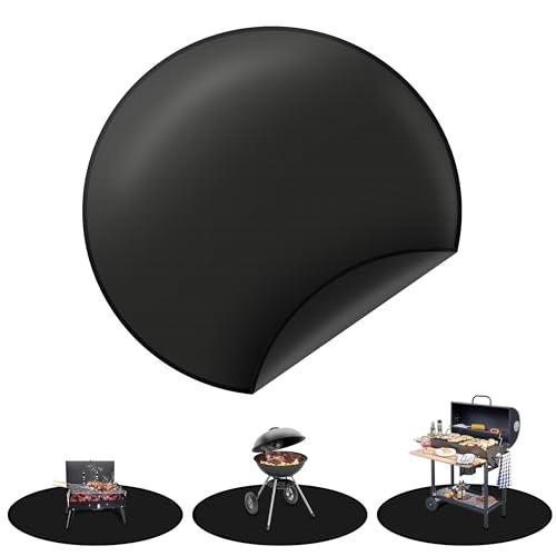 Feuerfeste Matte, 91cm Rund Feuerschale Unterlage BBQ Grillmatte, 3 Schicht Feuerresistent Feuerstelle Pad, Glasfaser-Aluminiumfolie Hitzeschutzmatte für Boden Rasen Terrasse Deck Camping (36 Zoll) von Jesustree